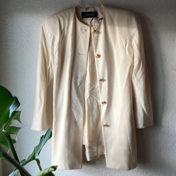Chic Cream Blazer with Gold Accents
